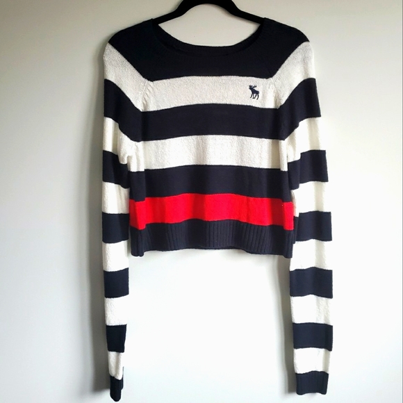 Abercrombie & Fitch Navy Striped Sweater Size Medium - Picture 2 of 8